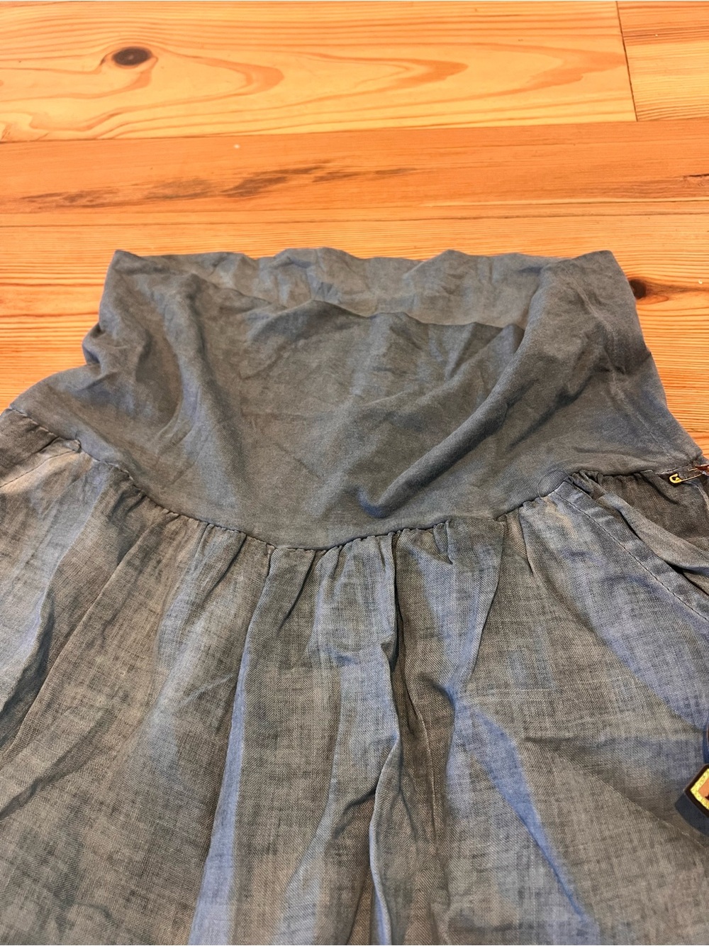 Elan Wide Leg 100% Ramie Pants in Light Blue - Picture 3 of 7